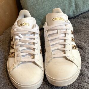 Adidas Women's White and Animal Print Sneakers